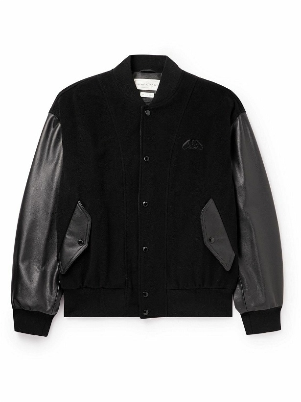 Photo: Alexander McQueen - Leather-Panelled Wool and Cashmere-Blend Bomber Jacket - Black