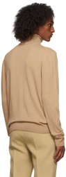 We11done Beige Cashmere Embossed Logo Turtleneck