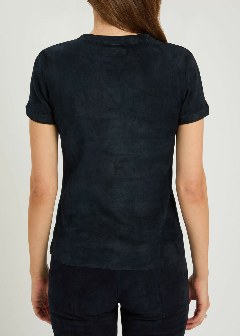 Stouls 05 Stretch-suede T-shirt Navy