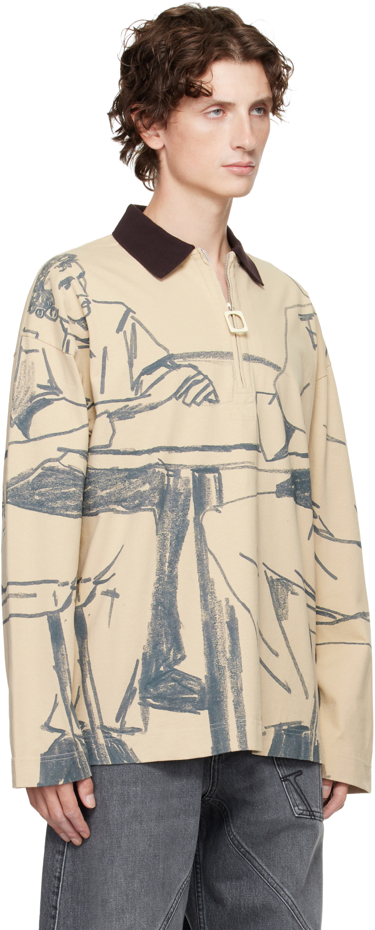 JW Anderson Beige Printed Rugby Polo