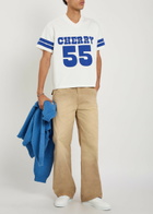 Cherry Los Angeles Appliquéd Cotton Football T-shirt White