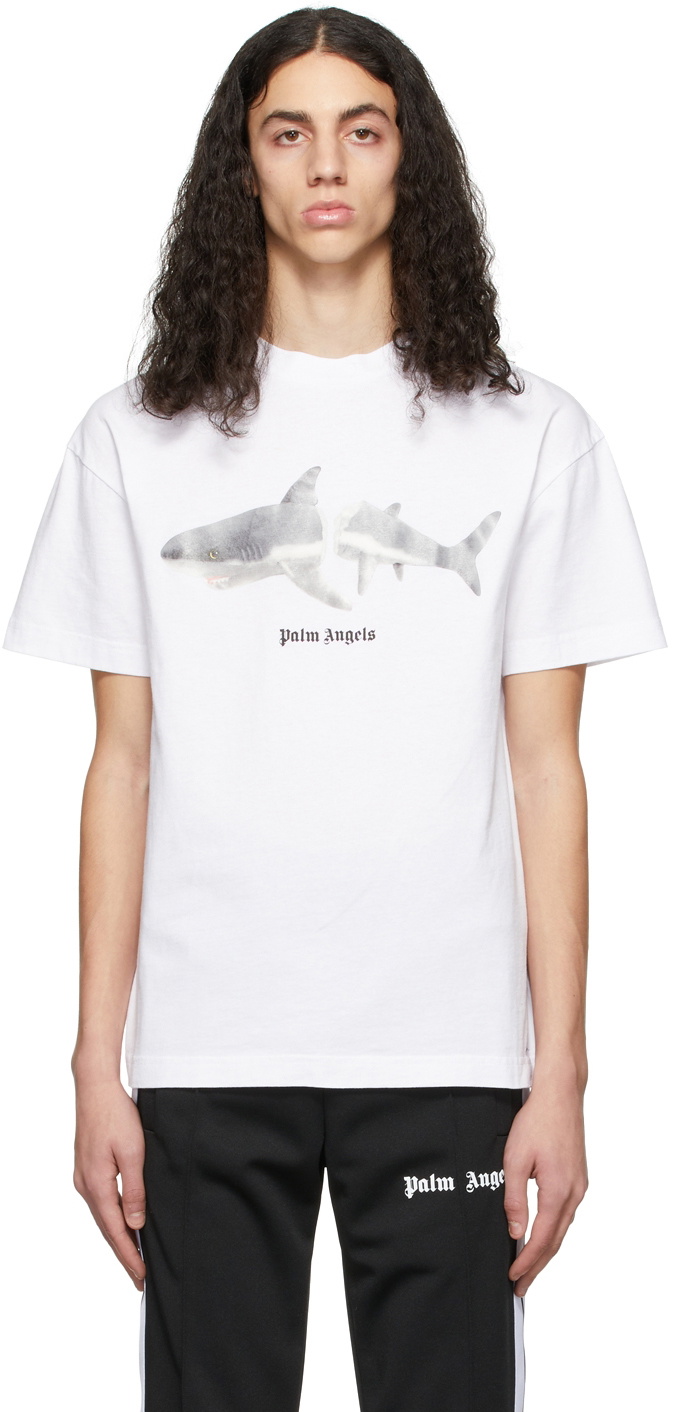 Palm Angels White Shark T-Shirt Palm Angels