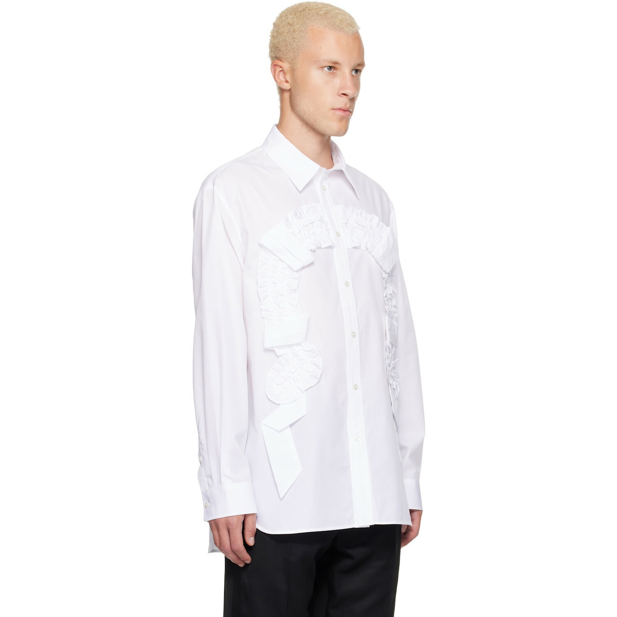 Simone Rocha White Ruffle Horseshoe Easy Shirt