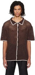 WYNN HAMLYN Brown Button-Up Shirt