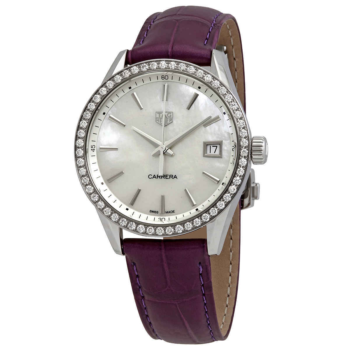 Tag Heuer Carrera Quartz Diamond White Mother of Pearl Dial Ladies Watch WBK1316.FC8261