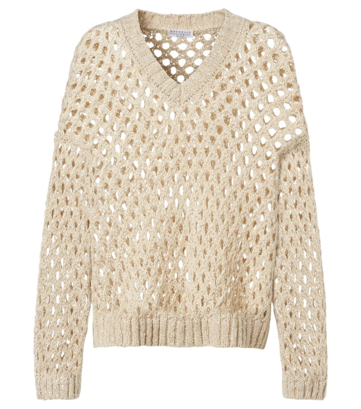 Photo: Brunello Cucinelli Sequined silk and linen-blend sweater