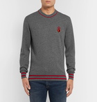 Dolce & Gabbana - Slim-Fit Appliquéd Cashmere and Virgin Wool-Blend Sweater - Men - Gray