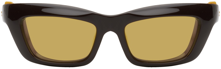 Photo: Bottega Veneta Brown Mitre Square Sunglasses