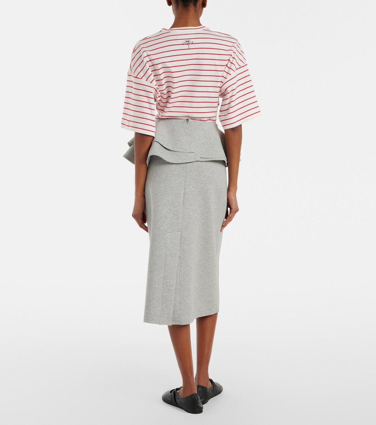 Plan C Ruffled cotton-blend midi skirt