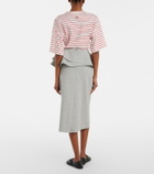 Plan C Ruffled cotton-blend midi skirt