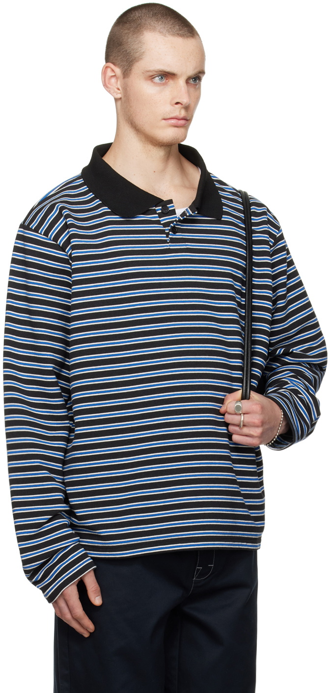 Still Kelly Black & Blue Striped Sweatshirt Polo