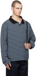Still Kelly Black & Blue Striped Sweatshirt Polo