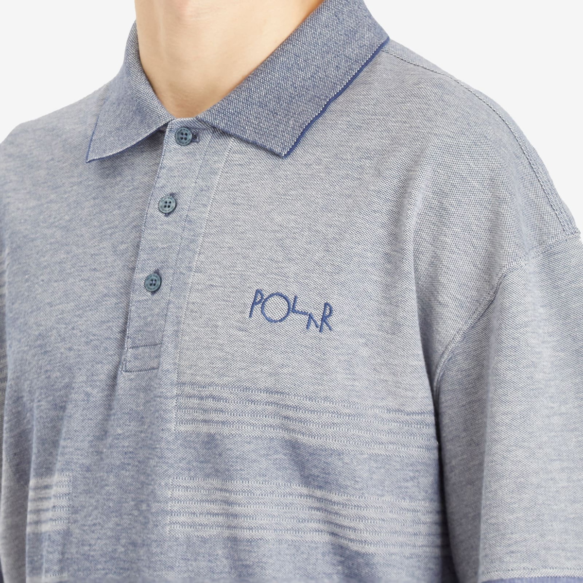 Polar Skate Co. Men's Pique Surf Polo Shirt in Heather Blue