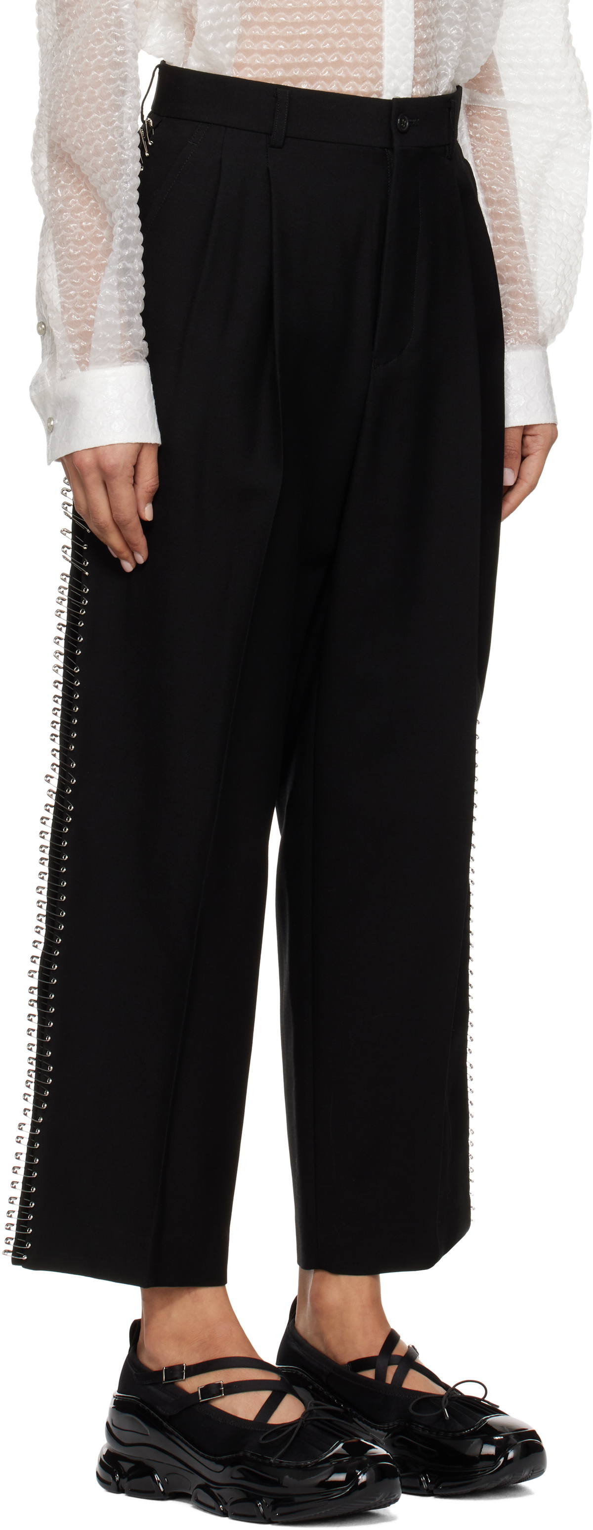 パンツ Noir Kei Ninomiya Noir Kei Ninomiya Black Safety Pin Trousers Noir Kei Ninomiya