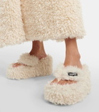 Coperni Faux shearling platform thong sandals