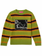 The Elder Statesman - Inner City Arts Striped Merino Wool and Cashmere-Blend Sweater - Green