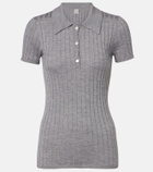 Toteme Ribbed-knit cashmere and silk polo shirt