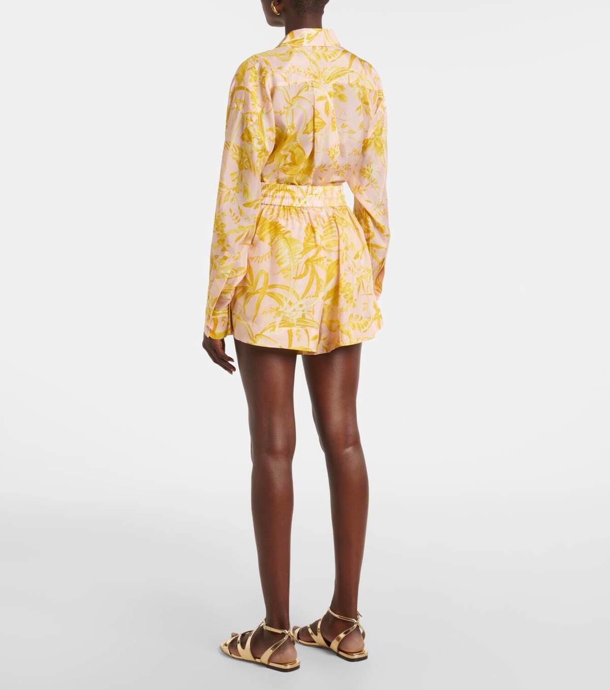 パンツ LEONARD Flower Silk Short Pant Zimmermann Golden Relaxed floral silk satin shorts Zimmermann
