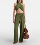 Jade Swim Aylin halterneck seersucker crop top