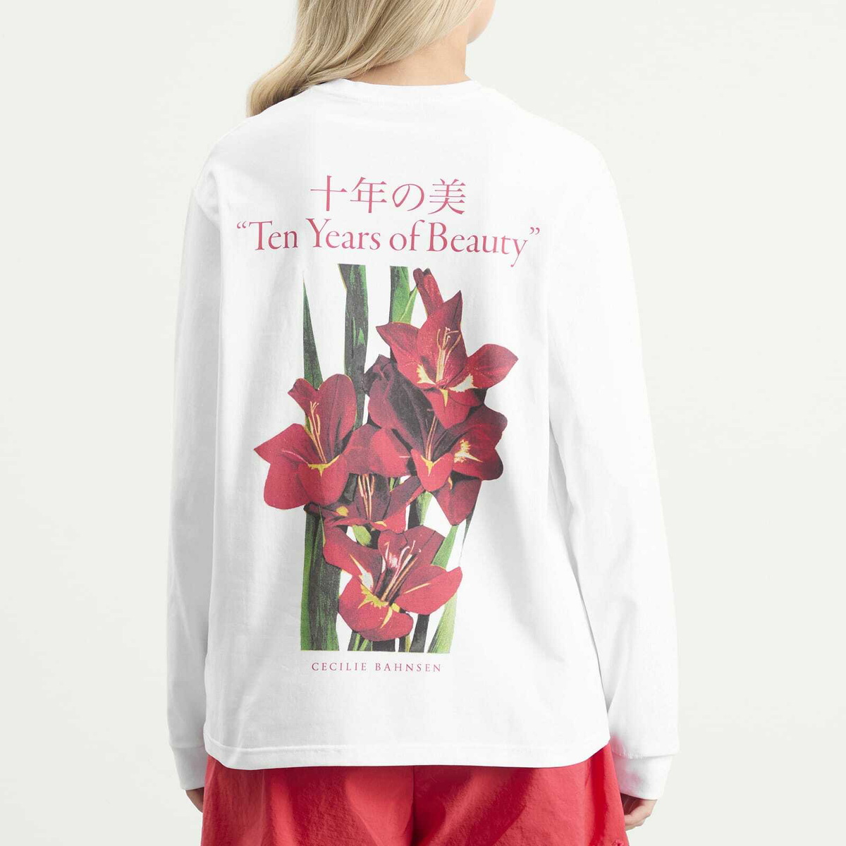 Cecilie Bahnsen Women's Lily Long Sleeve T-Shirt in White/Red