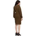 MM6 Maison Margiela Khaki Frayed Knit Midi Dress