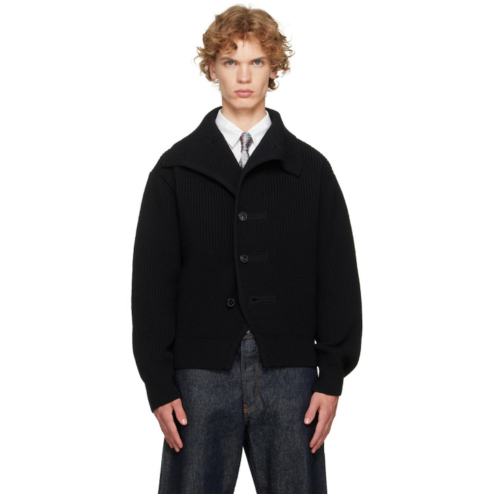 Photo: Dries Van Noten Black Chunky Wool Cardigan