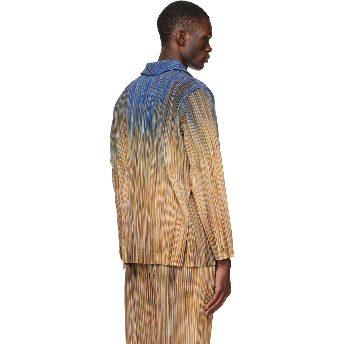 HOMME PLISSÉ ISSEY MIYAKE Brown Paint Brush Close-Up Blazer