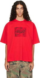 VETEMENTS Red 'Explicit Language' Boxy T-shirt