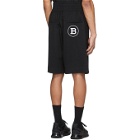 Balmain Black Flocked Logo Shorts