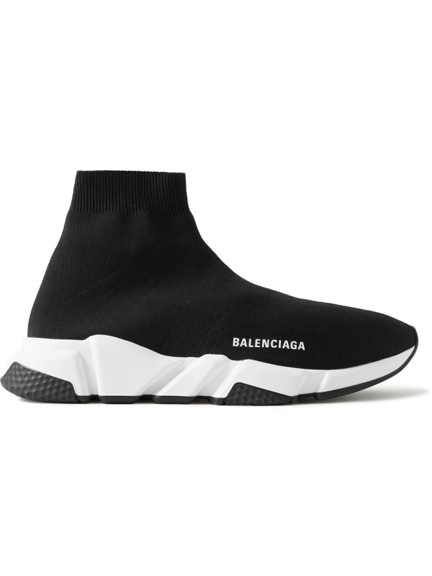 Photo: Balenciaga - Speed Recycled Stretch-Knit Slip-On Sneakers - Black