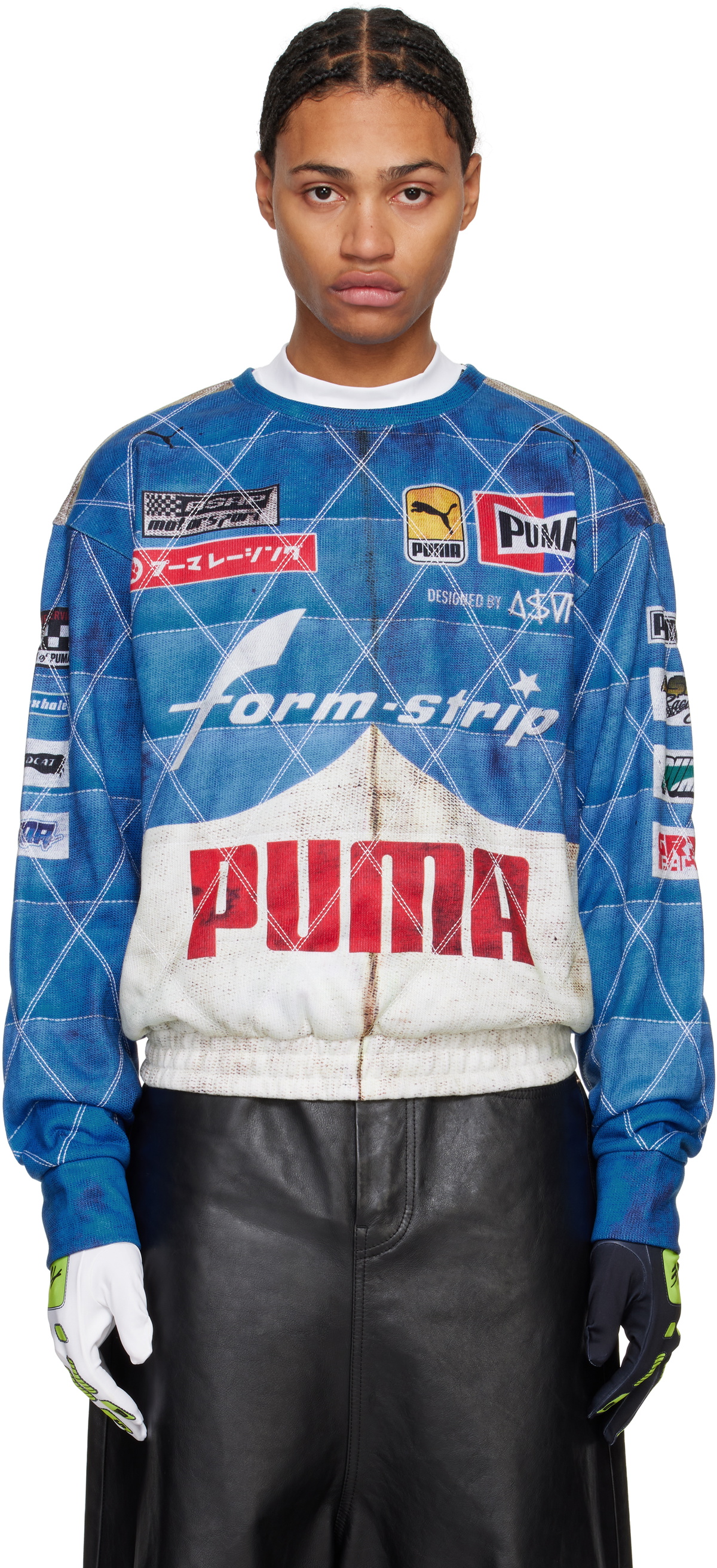 NOAH X PUMA STRIPED CREW スウェット ロゴ Blue&Pink 送料込み NOAH X PUMA STRIPED CREW スウェット ロゴ Blue&Pink 送料込み