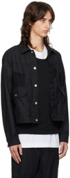 Black Comme des Garçons Black Pinstripe Trucker Jacket