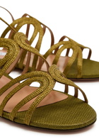 Aquazzura Serenade Raffia Sandals Khaki