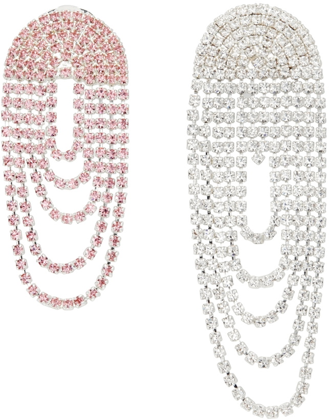 Photo: Magda Butrym Silver & Pink Mismatched Crystal Drop Earrings