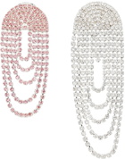 Magda Butrym Silver & Pink Mismatched Crystal Drop Earrings