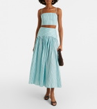 Staud Procida striped cotton-blend maxi skirt