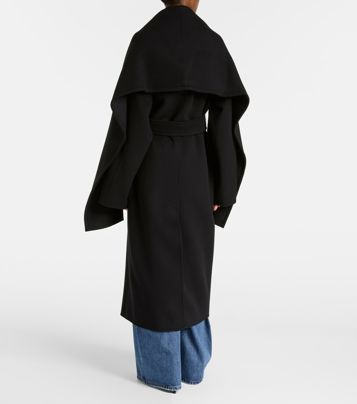 Sportmax Baldo scarf-detail virgin wool coat