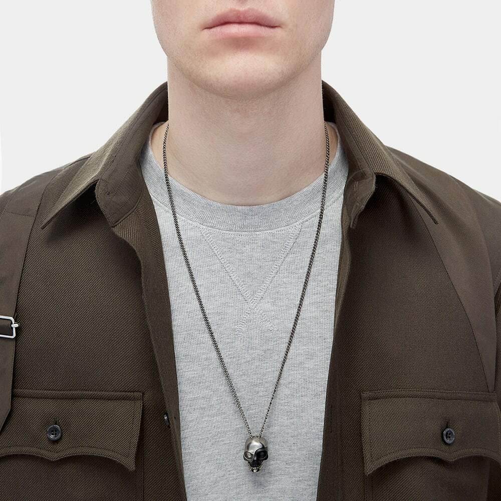 Alexander McQueen Men s Stacked Fragment Skull Necklace in Silver Black Alexander McQueen