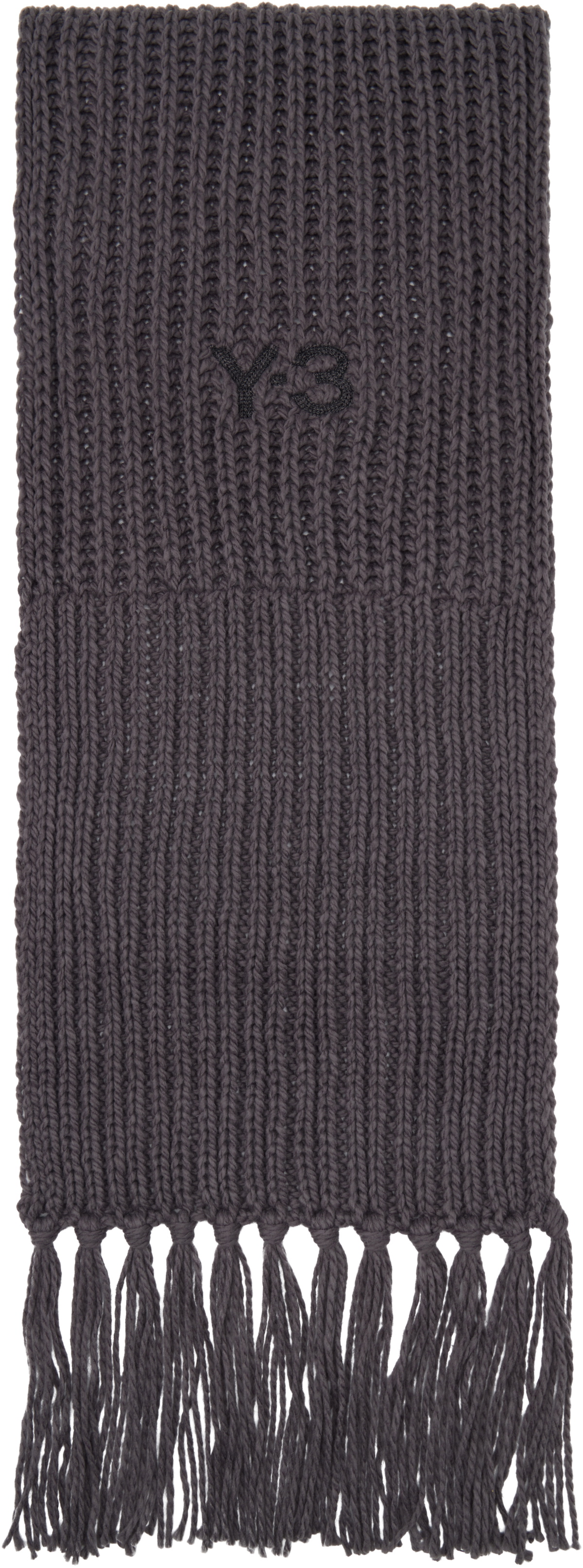 Y-3 Gray Oversized Chunky Knit Scarf