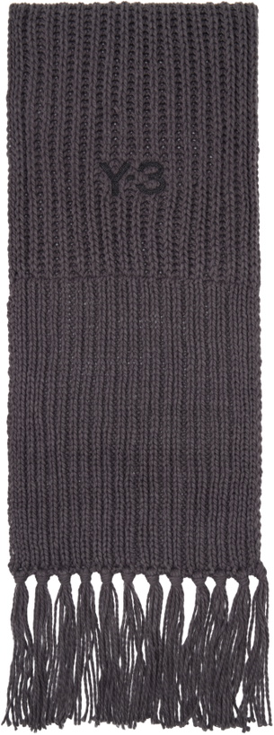 Photo: Y-3 Gray Oversized Chunky Knit Scarf
