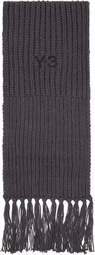 Y-3 Gray Oversized Chunky Knit Scarf