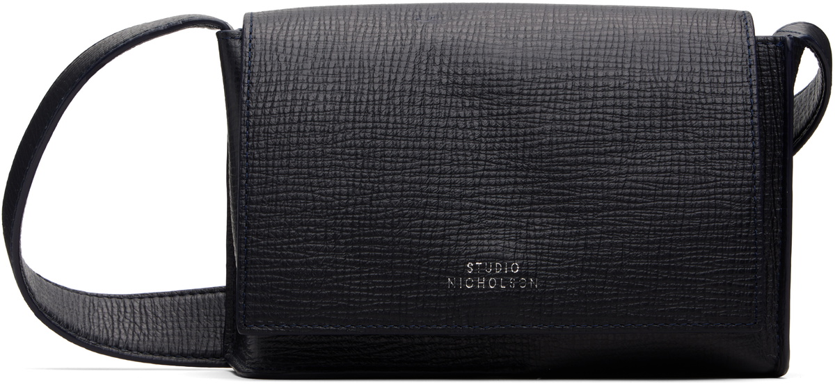 Studio Nicholson Navy Meshi Mini Leather Bag