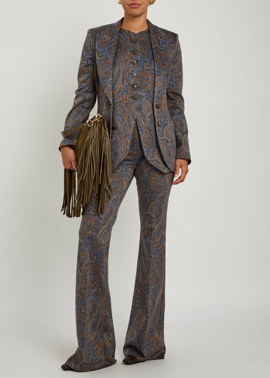 Etro Paisley-jacquard Flared-leg Trousers Multicoloured