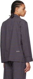 Bode Navy Grid Pyjama Shirt