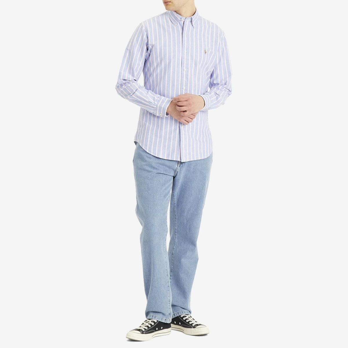 Polo Ralph Lauren Men's Custom Fit Stripe Shirt in 259A Blue