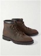 George Cleverley - Ernest Shearling-Lined Waxed Roughout Suede Hiking Boots - Brown