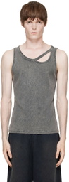 LGN Louis Gabriel Nouchi Gray Asymmetrical Cutout Tank Top