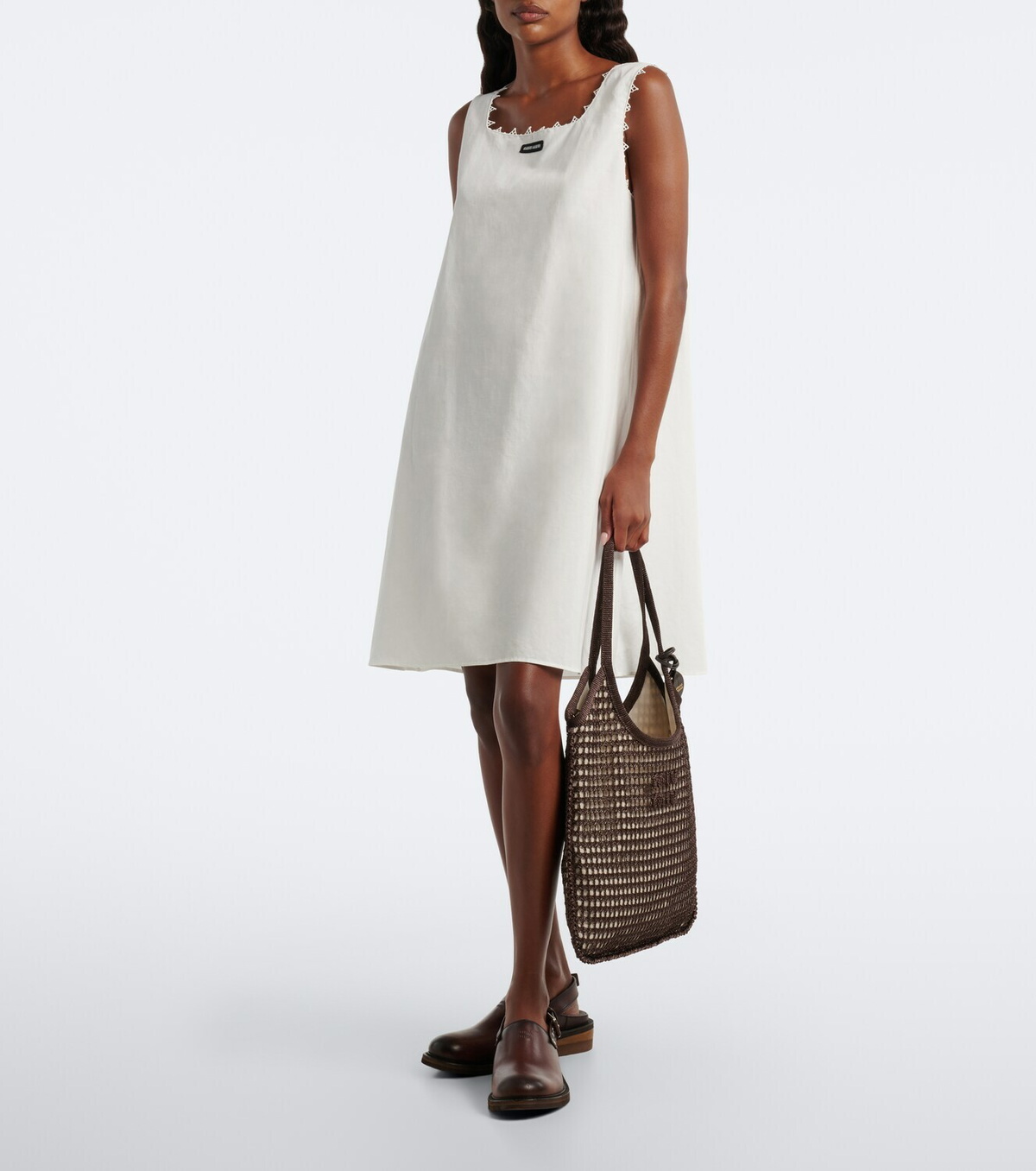 Miu Miu Ivy crochet raffia-effect shopper