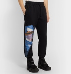 Undercover - Valentino Tapered Printed Fleece-Back Cotton-Jersey Sweatpants - Black