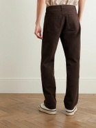 Noah - Straight-Leg Pleated Brushed Organic Cotton-Twill Trousers - Brown